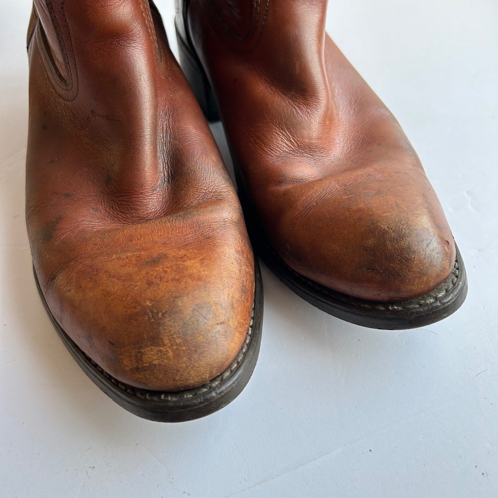 VTG Acme Cowboy Boots Mens 8.5 D Brown Leather Western Pull On 9096 Slip Res USA - Picture 14 of 14